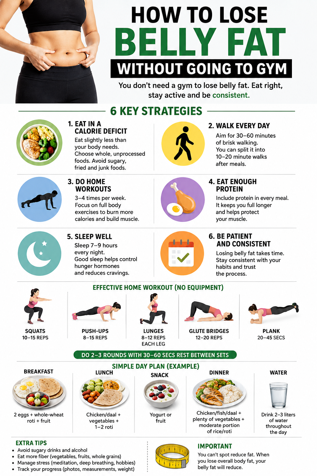 How to Lose Belly Fat Without Going to Gynm
