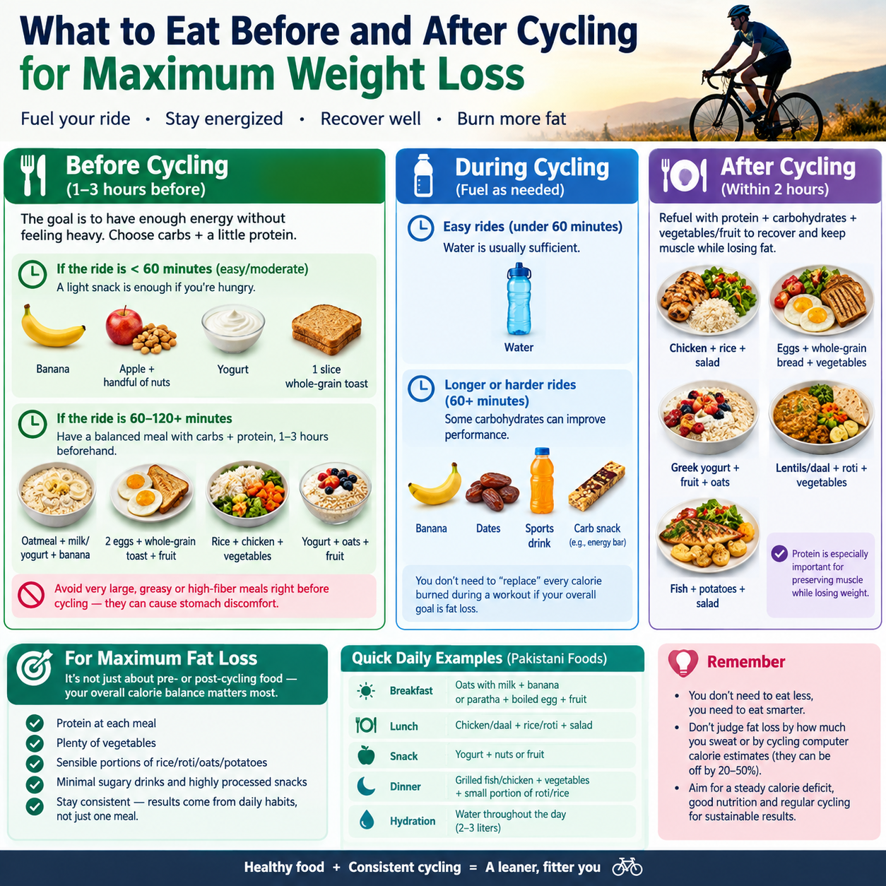 What to Eat Before and After Cycling for Maximum Weight Loss